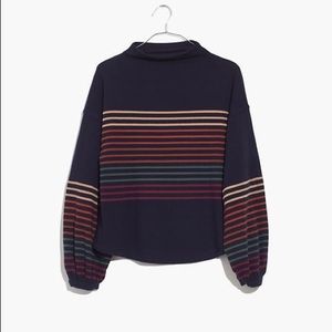 Bubble-Sleeve Mockneck Top in Kinzie Stripe